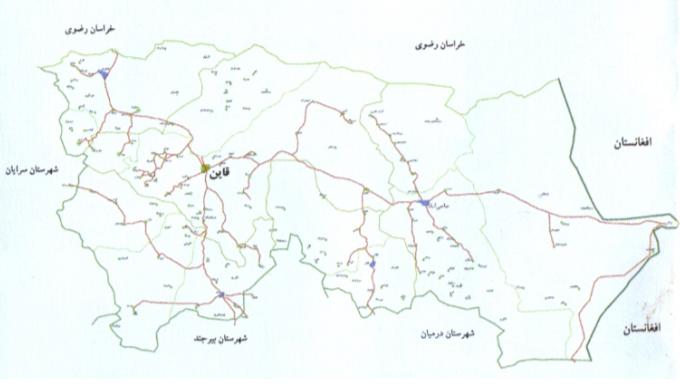 نقشه شهرستان قائنات